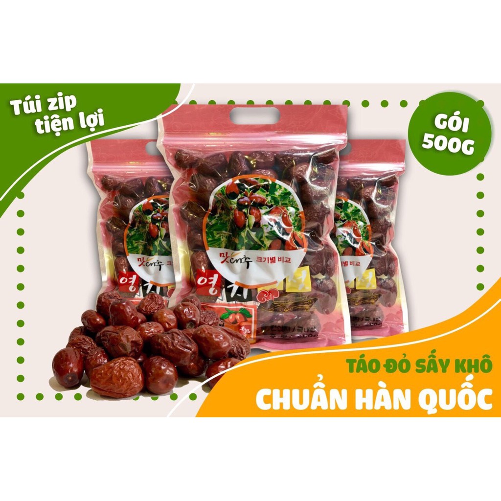 [HÀNG CHÍNH HÃNG] COMBO 2 BỊCH TÁO ĐỎ SẤY KHÔ HÀN QUỐC LOẠI 1 (2 bịch x 0.5kg)