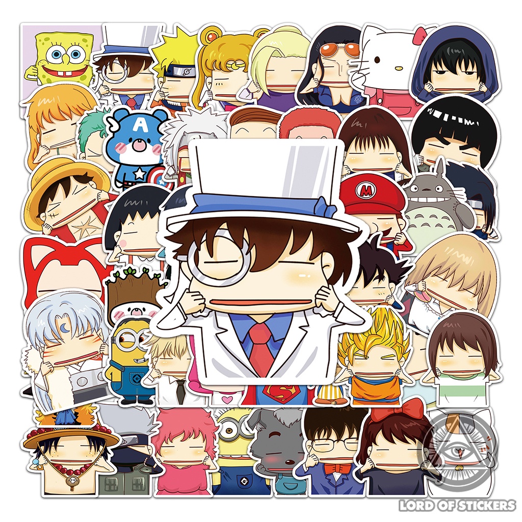 Set 50 Nhãn Dán Nhân Vật Hoạt Hình Dễ Thương Sticker Meme Cute Chống Thấm Nước Trang Trí Mũ Bảo Hiểm, Ván Trượt Laptop