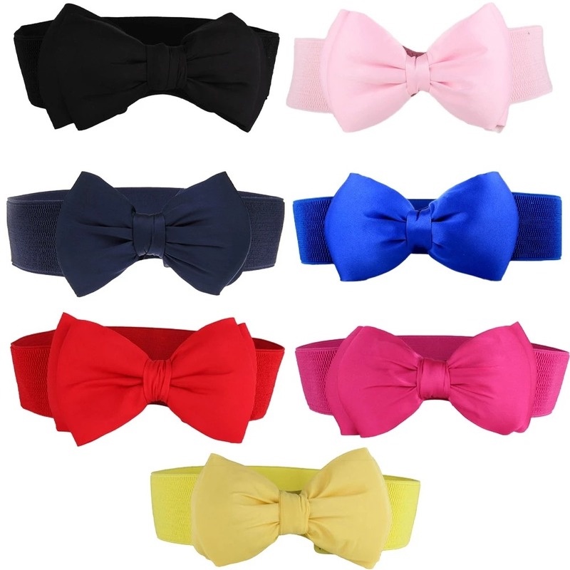 Thắt Lưng Bện Co Giãn Nhiều Màu Có Thể Điều Chỉnh Phối Nơ To Sành Điệu Cho Nữ