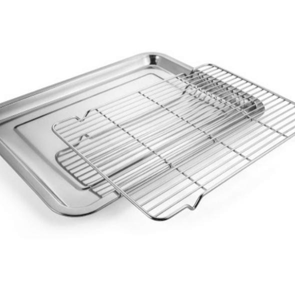 Khay Nướng Bánh Bằng Thép Không Gỉ 25.8cm X 16cmx1,5cm | BigBuy360 - bigbuy360.vn