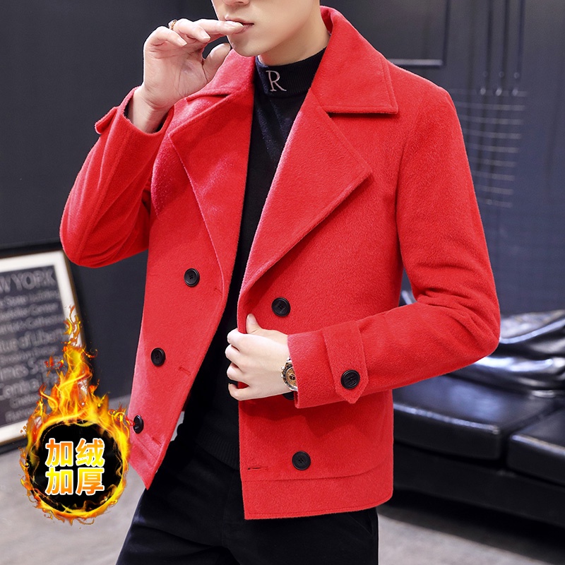 Áo khoác dạ nam hàn quốc lót lông cổ vest phong cách trẻ trung hiện đại hàng cao cấp