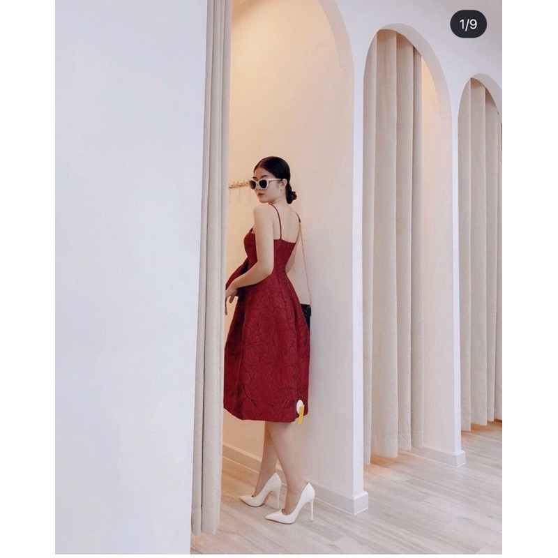 Đầm dự tiệc 🌷Hình thật 100%🌷Đầm đi tiệc 2 dây gấm hoa | BigBuy360 - bigbuy360.vn