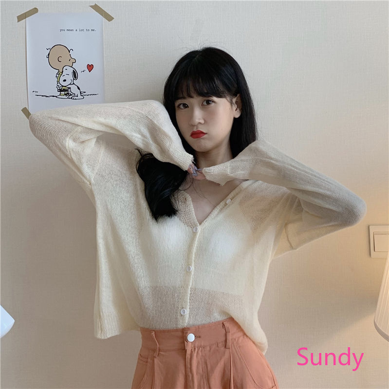 Áo Khoác Cardigan Mỏng Cổ Chữ V Chống Nắng Cho Nữ | BigBuy360 - bigbuy360.vn