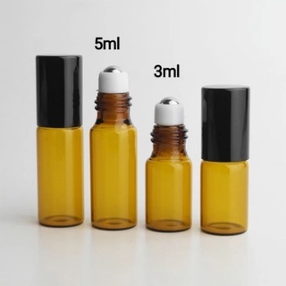 Sỉ Combo 100 chai thủy tinh nâu 3ml 5Ml bi lăn thép mẫu 2022 dùng đựng tinh dầu nước hoa