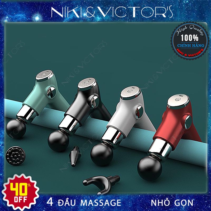 Súng Massage Cơ Bắp 4 Đầu 6 Chế Độ Mini Fascial Gun Thư Giãn Cơ Giảm Nhức Mỏi