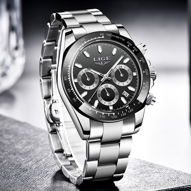 LIGE Men's Watch 8937 Top Brand Luxury Fashion 30ATM Waterproof Quartz