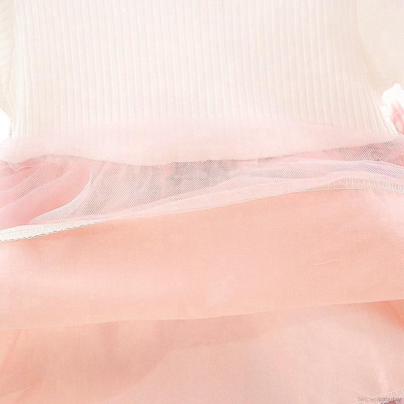 Đầm xòe tay ngắn phối lưới cho bé gái