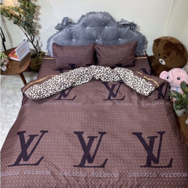 Bộ vỏ chăn ga gối cotton poly mẫu lá tre mới