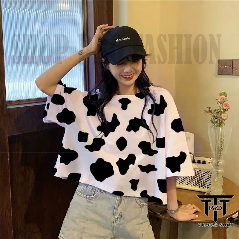 Áo croptop tay lỡ bò sữa, cừu trắng đen, ngựa vèn, áo thun nữ TTT-PRO SHOP