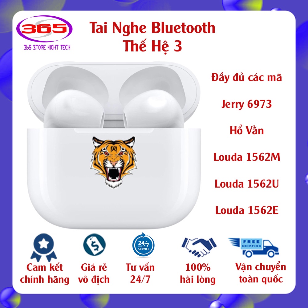 Tai Nghe Bluetooth thế hệ 3 Hổ Vằn công nghệ TWS Chip Louda tai nghe nhét tai full chức năng chống ồn định vị đổi tên