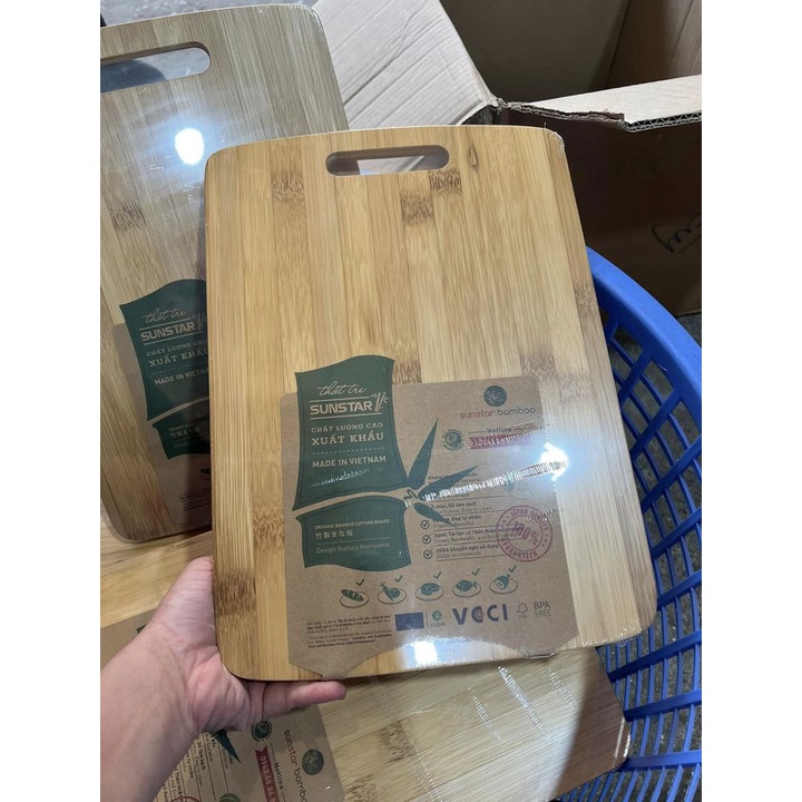 THỚT GỖ TRE Việt Nam dày dặn, chống mùi hôi, độ bền cao, kích thước 34x24cm