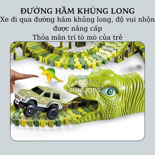 Bộ lắp ráp đường đua ô tô khủng long, đồ chơi lắp ghép đường ray khủng long cỡ lớn cho bé thoả sức sáng tạo