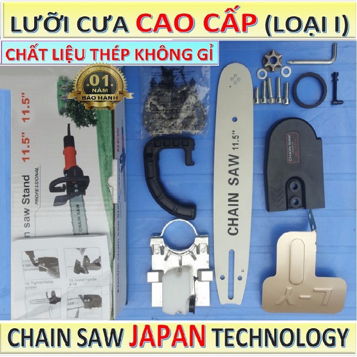 Lam xích lưỡi cưa gắn máy mài máy cắt, tra dầu tự động Chain Saw 11.5'