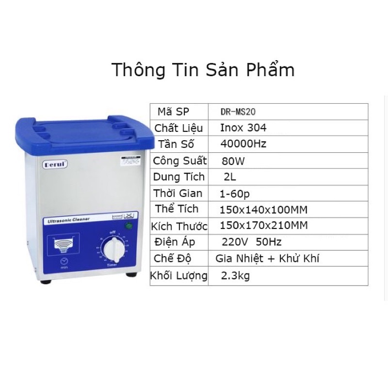 Máy rung siêu âm khử khí Rửa Trang Sức DERUL