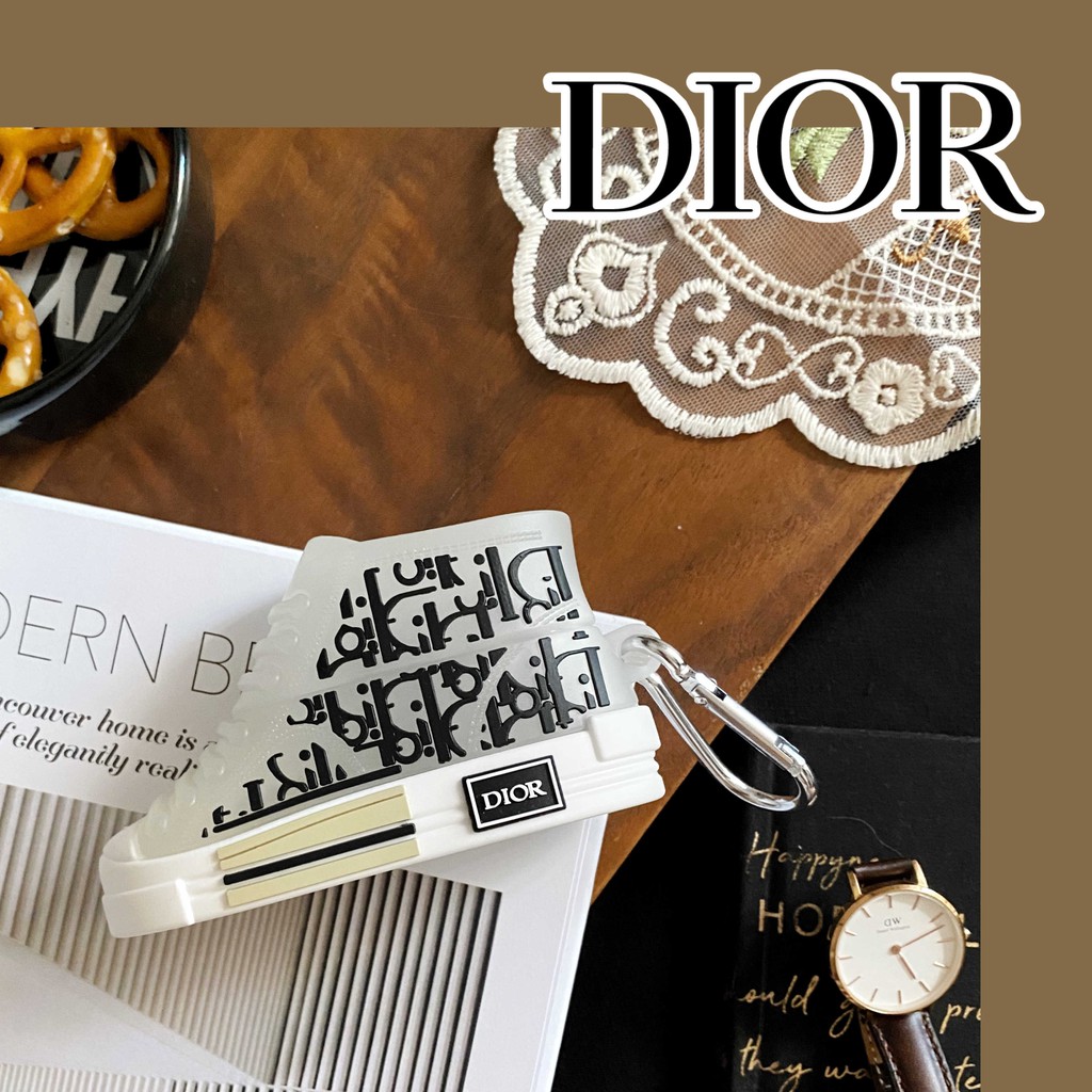 Vỏ Đựng Bảo Vệ Hộp Sạc Tai Nghe Airpods 1/2 Chống Rơi Hình Giày Dior