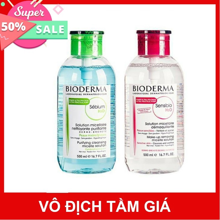 Nước tẩy trang bioderma 500ml, Tẩy trang bioderma cho da dầu và da nhậy cảm