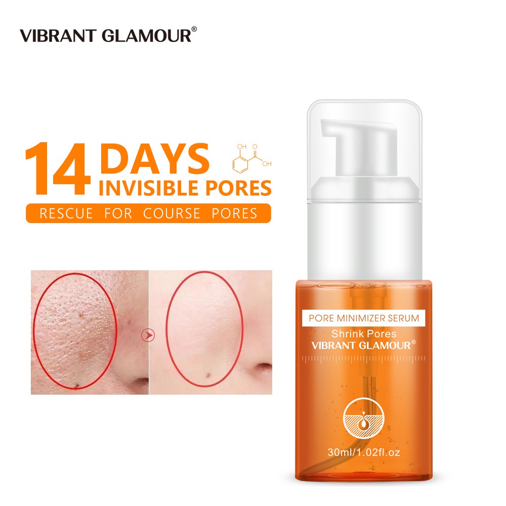 Serum Thu Nhỏ Lỗ Chân Lông VIBRANT GLAMOUR Giảm Mụn Đầu Đen Dưỡng Ẩm Làm Săn Chắc Mịn Da Axit Hyaluronic/Salicylic 30ml