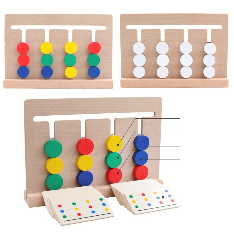 Giáo Cụ Montessori - Four color game - Đồ Chơi Rèn Luyện Trí Tuệ Phát Triển Tư Duy Logic