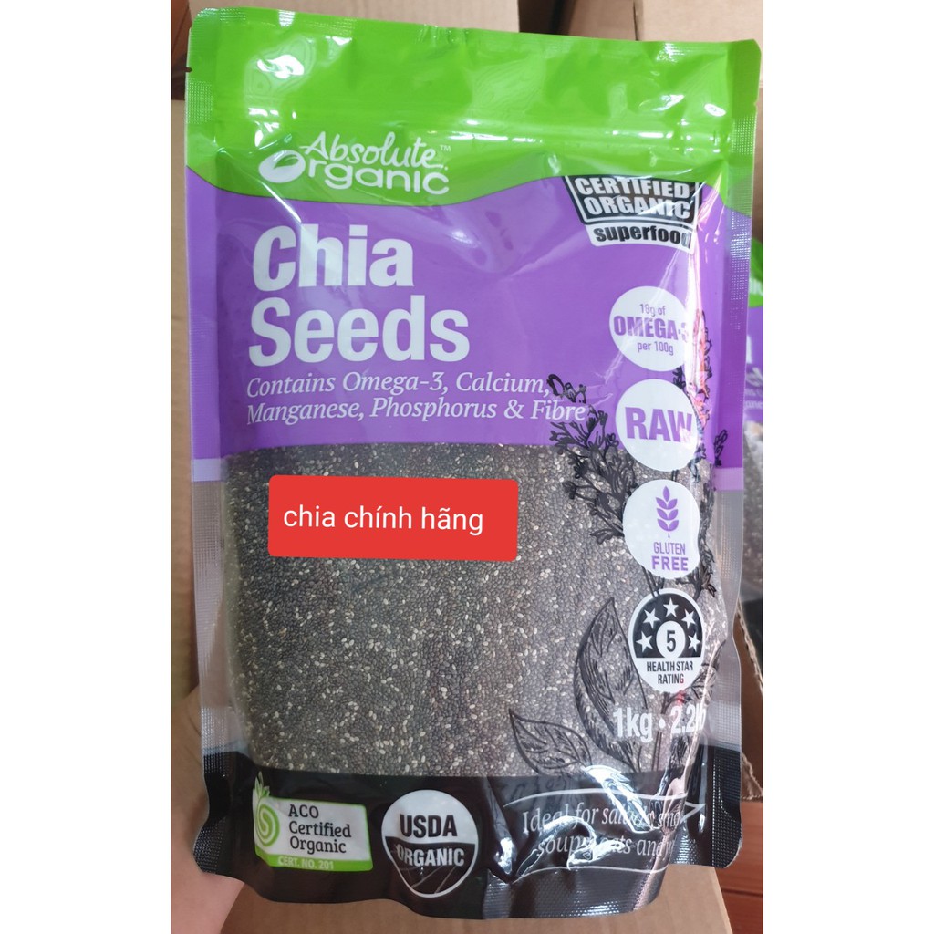 [Logo Đáy + Tem Chống giả bộ Công An] Hạt chia Absolute Organic 1kg xách tay Úc