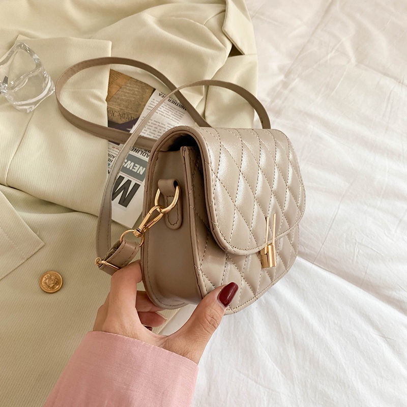 Túi đeo chéo IELGY đựng điện thoại mềm họa tiết hình thoi đơn giản dễ phối đồ tùy chọn màu sắc cho nữ