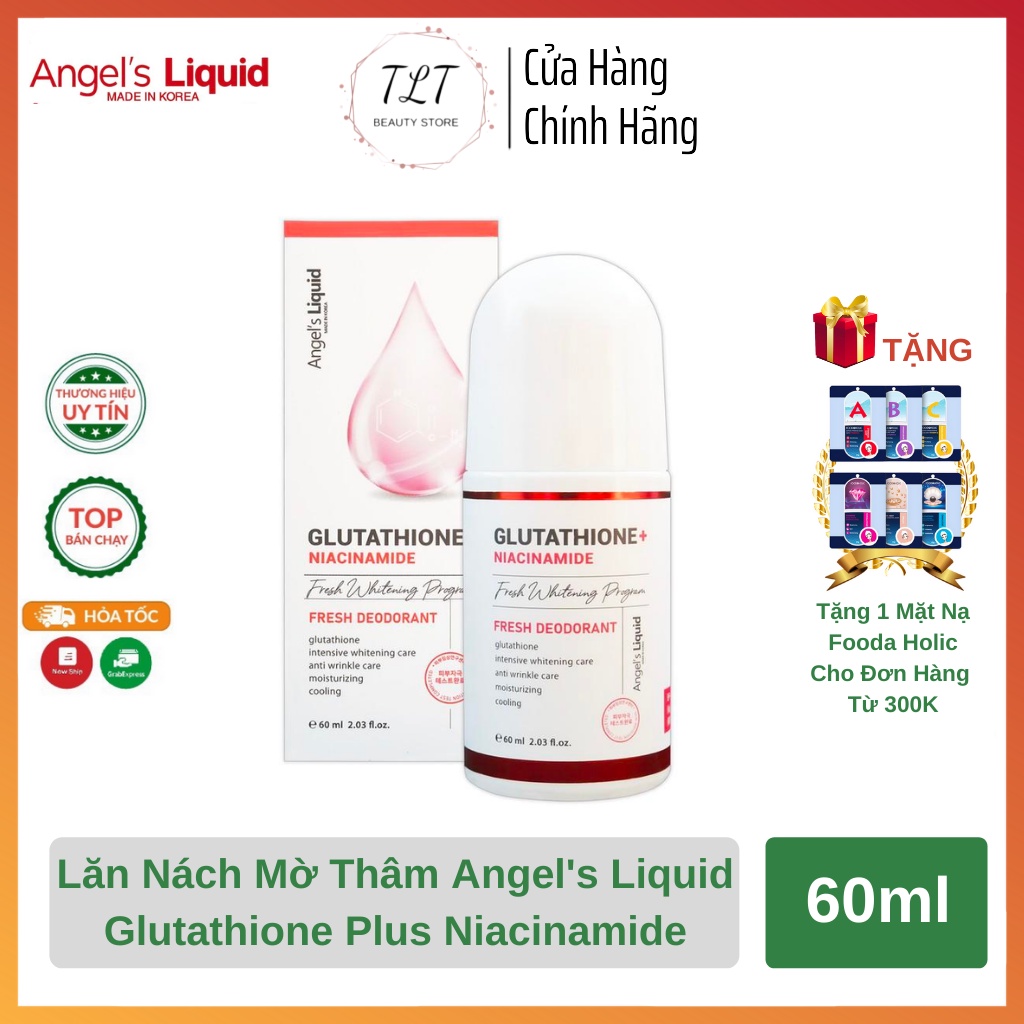 Lăn Nách Angel's Liquid Mờ Thâm Dưỡng Trắng Da Khử Mùi Angel's Liquid Glutathione Plus Niacinamide Fresh Deodorant 60m