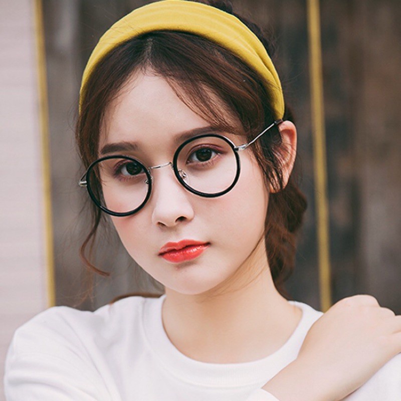 Mắt Kính Gọng Cận Form Tròn Tiểu Thư Kim Loại Có Viền 557 Dễ Thương - Hazo
