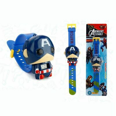 Đồng hồ điện tử cho bé hình nhân vật siêu anh hùng The Avengers Hulk Iron Man Spider Man America Captain 3D