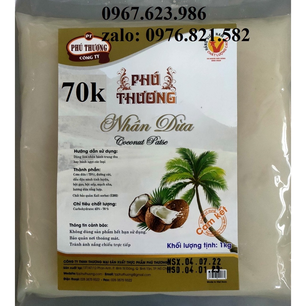 Nhân dừa phú thương 1kg( giá cửa hàng 70k/ 1kg)