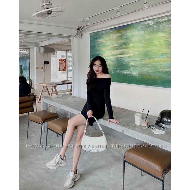 [Mã FAMARAL1 giảm 10K đơn 50K] (Ảnh thật) Váy thun tăm body trễ vai bản to the.sweaterweather TSW | BigBuy360 - bigbuy360.vn