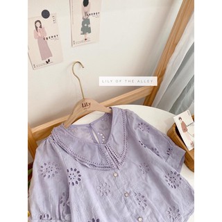 Sơ mi cộc thêu hoa lỗ (ib chọn màu)