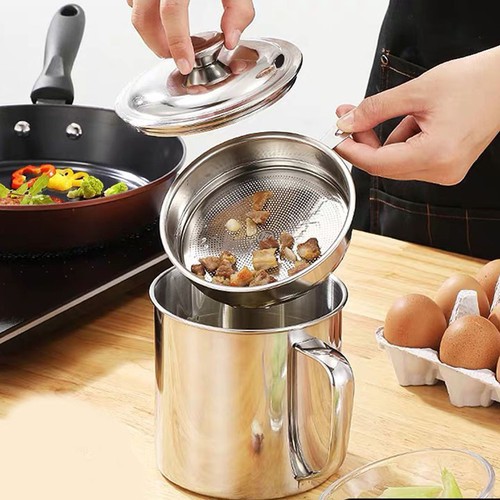 Ca Lọc Dầu Ăn 1,2L Có Lưới Lọc Cặn INOX Cao Cấp