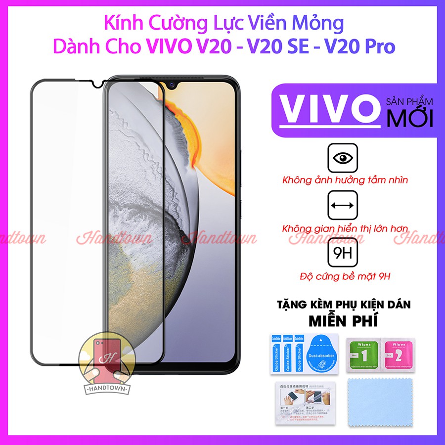 Kính Cường Lực Viền Mỏng Dành Cho Vivo V20 / Vivo V20 SE / Vivo V20 Pro Không Lấn Màn