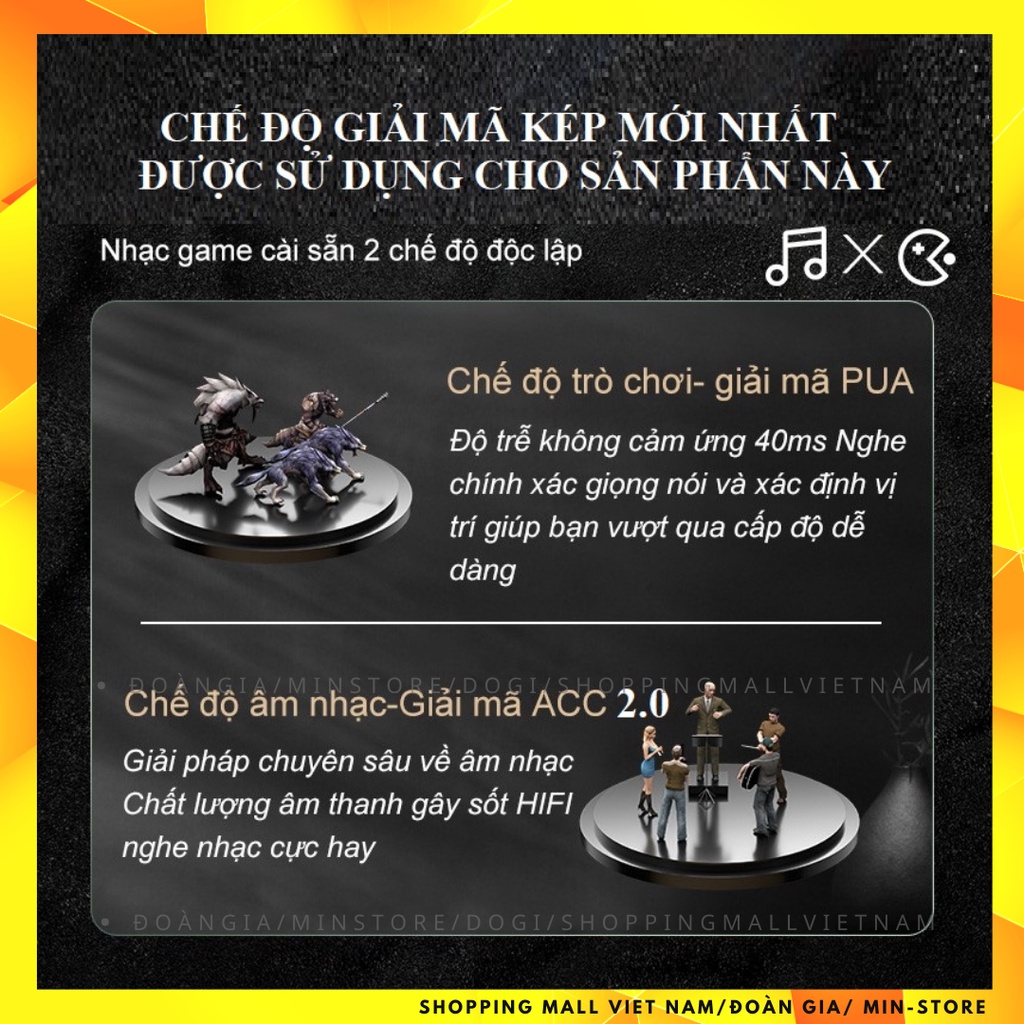 Tai nghe gaming không dây DOGITEK X1 TWS không trễ âm và có chống ồn Tích hợp Mic kèm Led đổi màu