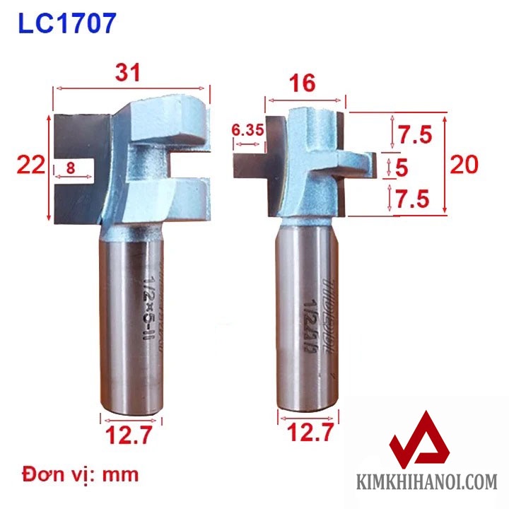 MŨI GHÉP VÁN THẲNG TIDEWAY LC1707 CỐT 12.7MM - BỘ 2 MŨI