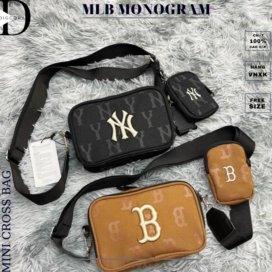 Túi đeo chéo mini ML.B Monogram Jacquard. Logo thêu hoa văn in, có kèm ví mini, khoá kim loại. Đầy đủ tem tag hàng VNXK