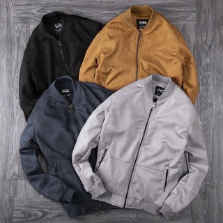 Áo khoác nam bomber da lộn 2 lớp chất dày 4 màu thời trang