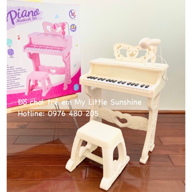 Bản Tiếng Anh-Đàn piano có micro cho bé (mẫu vuông)