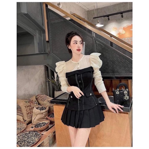 Chân váy xếp ly -chân váy tennis ngắn thu đông_383 mầu trắng, babydoll ulzzang mềm nội y xanh