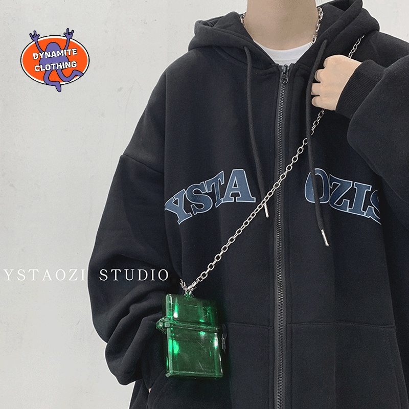 Áo khoác có nón dáng rộng in chữ thời trang mùa đông cho nam cỡ M-3XL