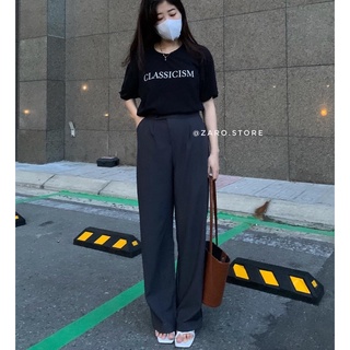 Quần tây suông cúc lệch