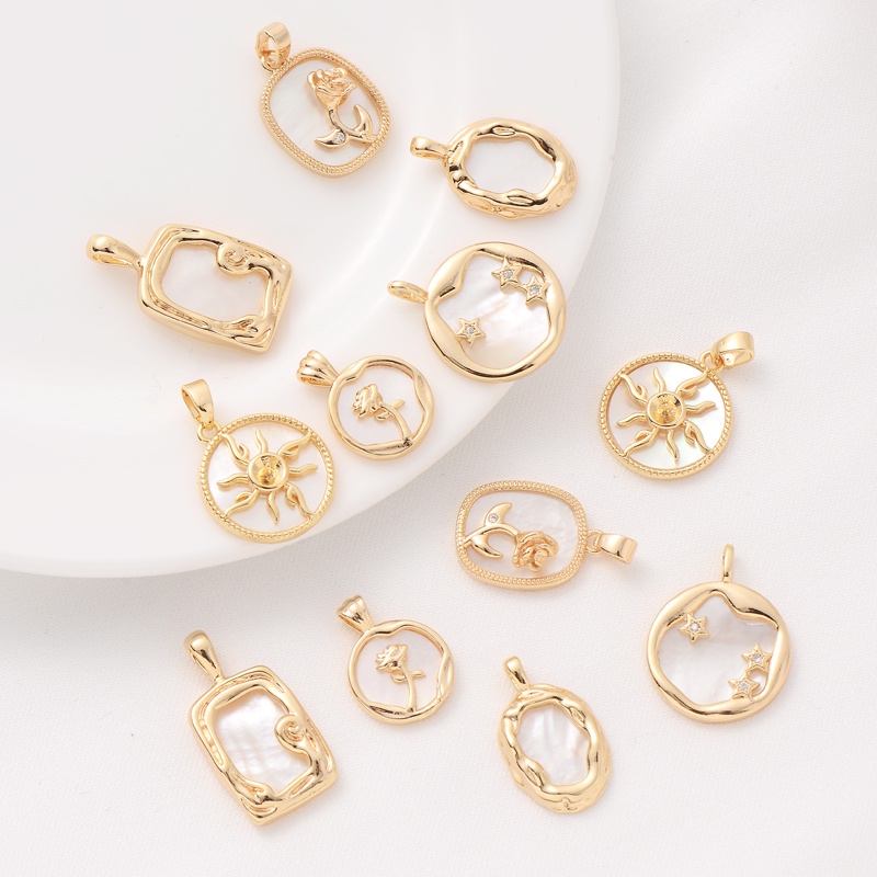 Mặt Dây Chuyền Hình Vỏ Sò Trắng Bằng Đồng 14K Cao Cấp