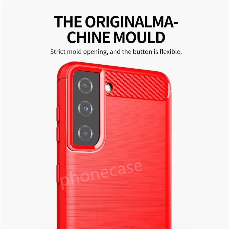 Carbon Fiber Phone Case For Samsung Galazy S21 FE 5G Ultra Plus + Silicone Bumper shockproof Casing Cover