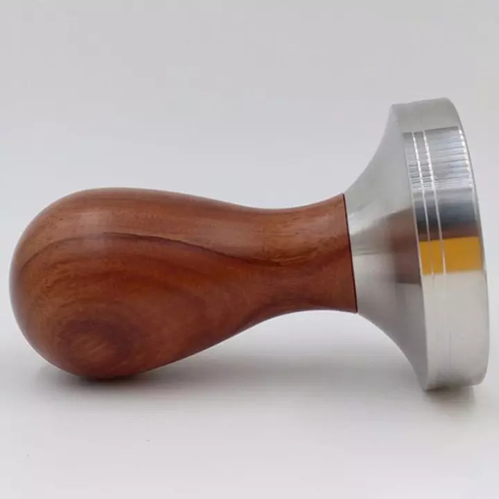 Tamper 58mm | Tay nén cà phê máy Espresso cỡ 58mm đáy phẳng cán gỗ