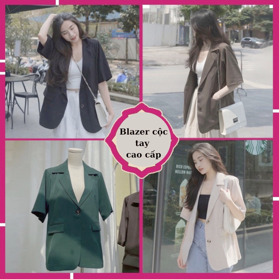 ÁO BLAZER Ulzzang CỘC TAY NGẮN, ÁO VEST KHOÁC NGOÀI PHONG CÁCH HÀN QUỐC BE, ĐEN, XANH, NÂU ĐỆM VAI VÀ CÓ SIZE S, M | BigBuy360 - bigbuy360.vn