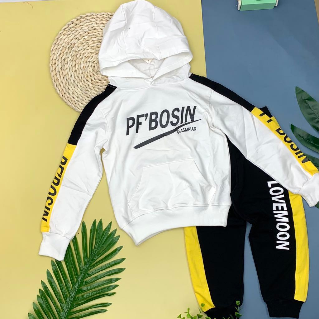 Bộ nỉ bé trai LITIBABY, in chữ Bosin, size 3/8T, chất nỉ đẹp, đanh chất, in đáp sắc nét