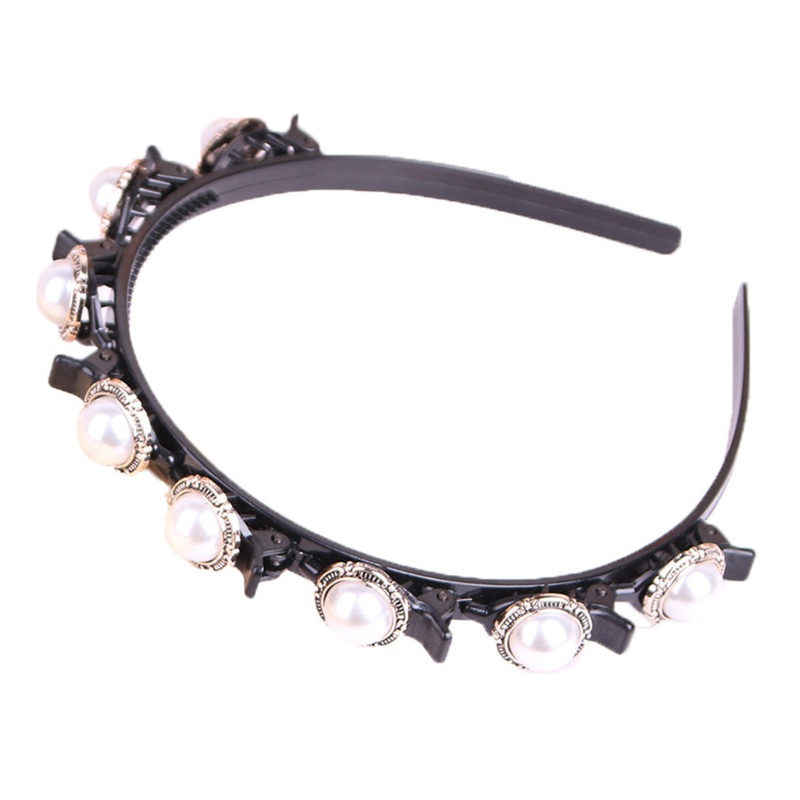 Băng Đô Dạng Xoắn Hai Lớp Đính Đá Và Ngọc Trai Thời Trang Cho Nữ