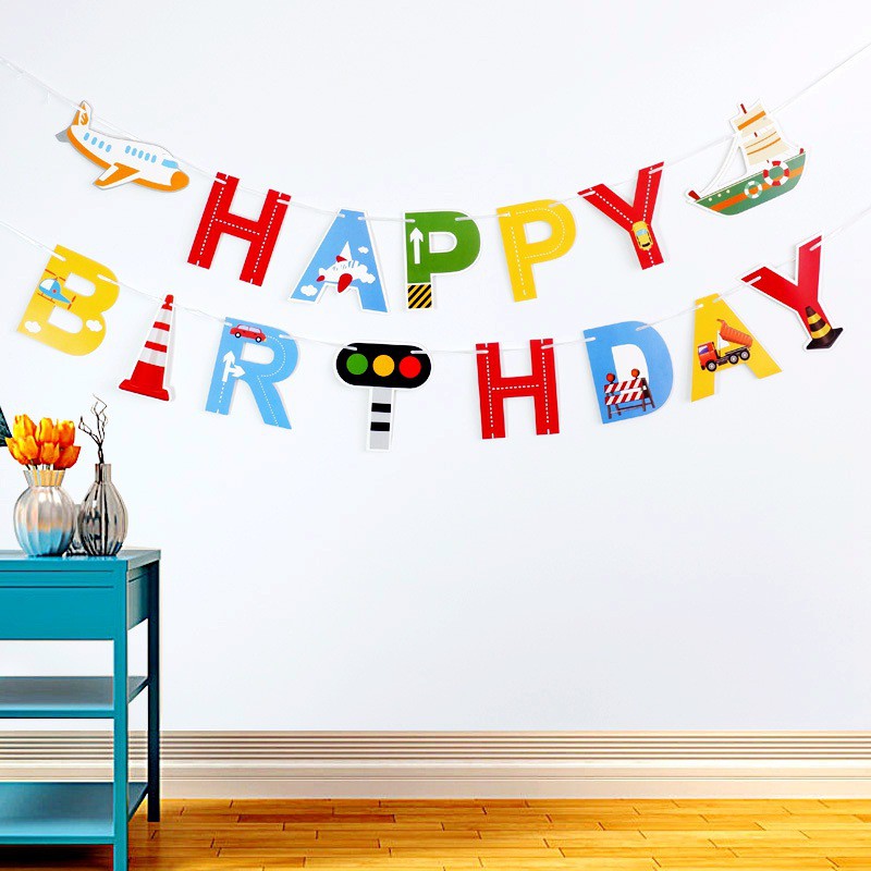 Dây chữ happy birthday bằng giấy, trang trí sinh nhật