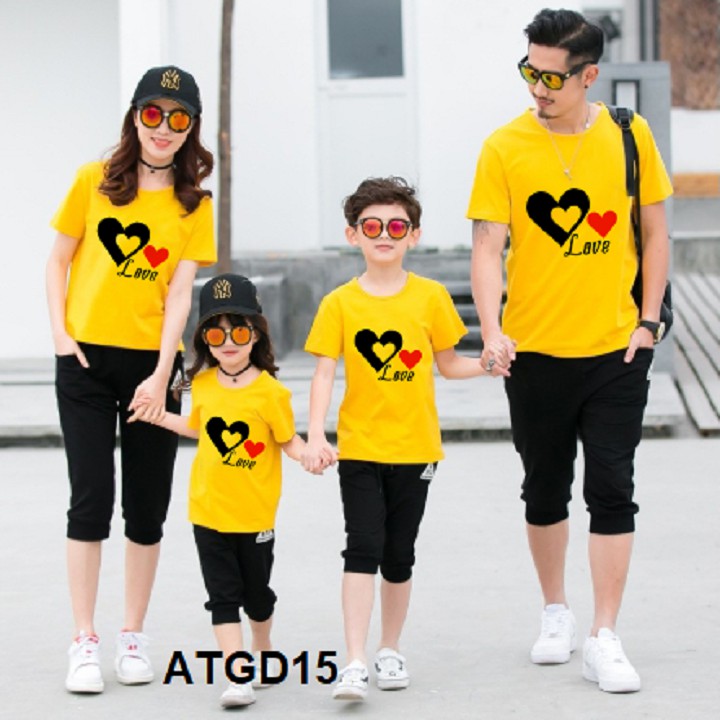 ÁO THUN GIA ĐÌNH - ĐI BIỂN IN HÌNH TRÁI TIM SIÊU HOT ĐỦ MÀU ĐỦ SIZE - ATGD15