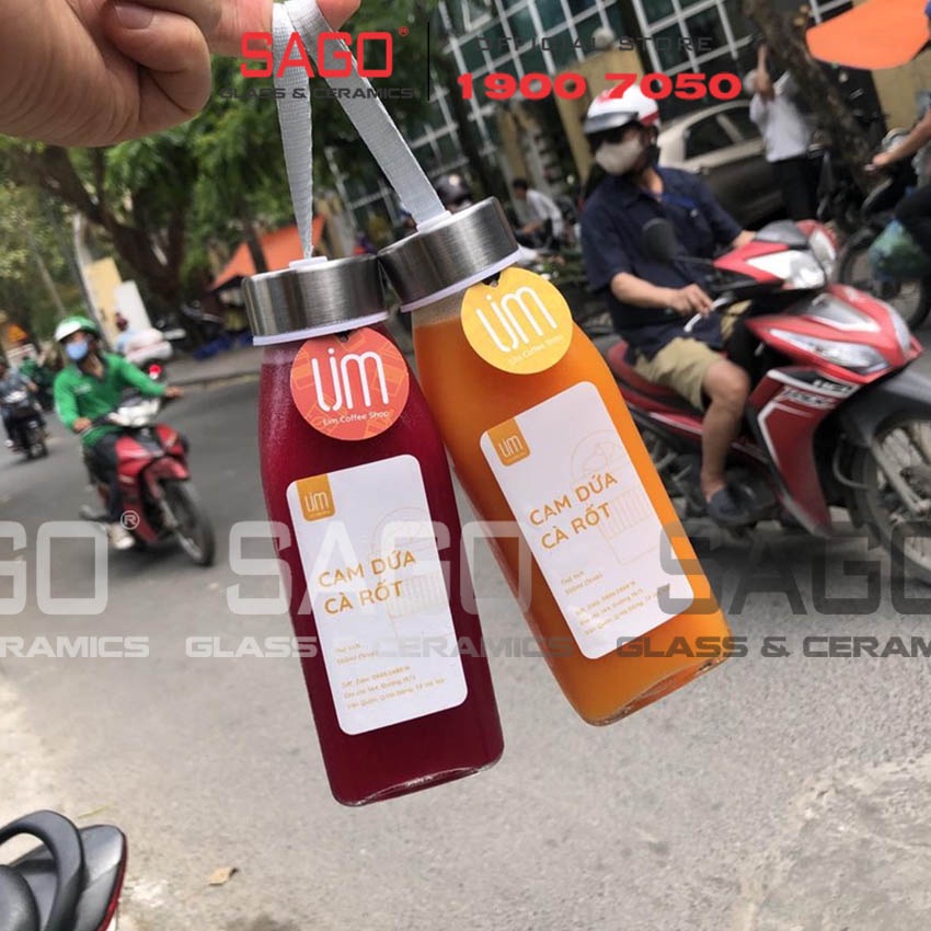 Chai Thủy Tinh Vuông 350ml nắp Nhôm