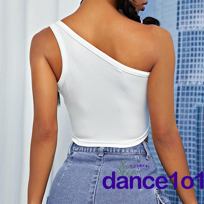 ◑XD✨Women Solid Color Off Shoulder Casual Vest